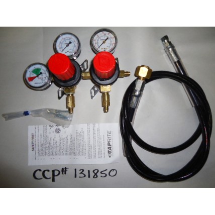Primary soda reg, 2P2P, 1/4" MFL inlet w/6' hose (CGA320), 1/4" MFL outlet, 100 lb, 160 lb, & 2000 lb gauges, wall mt, red cap