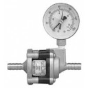 50 psi water pressure reducer valve with SS body, pressure gauge, 3/8" SS barb inlet/outlet
