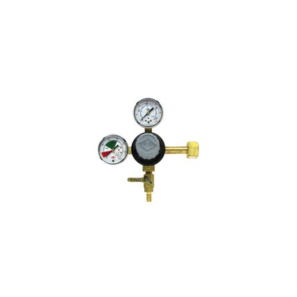 Primary beer regulator, 1P1P, CGA320 inlet, 5/16" barb shut‐off w/check, 60 lb and 2000 lb gauges