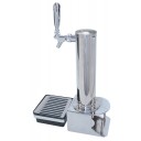 Clamp-on 3" diameter single tap tower with chrome bracket and drip tray