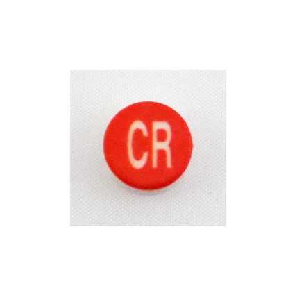 Button cap CR white lettering red cap