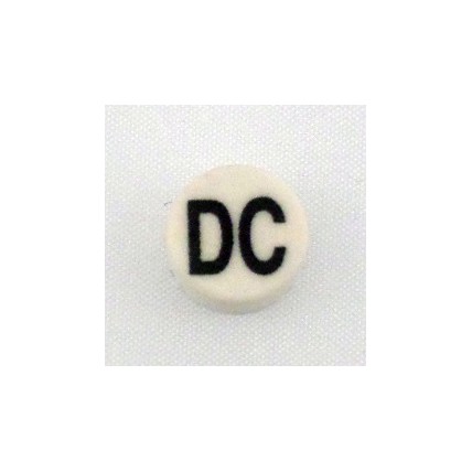 Button cap DC black lettering white cap