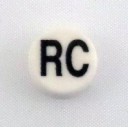 Button cap RC black lettering white cap
