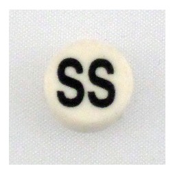 Button cap SS black lettering white cap