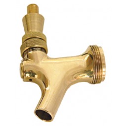 Polished brass faucet with stainless steel lever