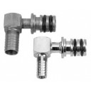 Shurlock quick-connect, stainless steel elbow fitting with 1/2" barb