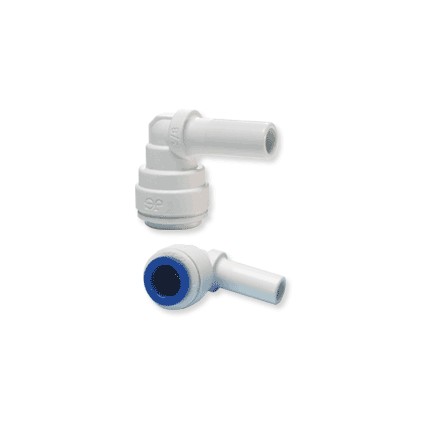 White polypropylene elbow stem 1/4 OD x tube 1/4 OD