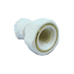 White polypropylene tube 3/8 OD x 3/8 NPTF