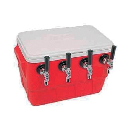 48 qt picnic cooler with three faucets, 10 x 15" cold plate, shanks, couplings, NPL fittings 