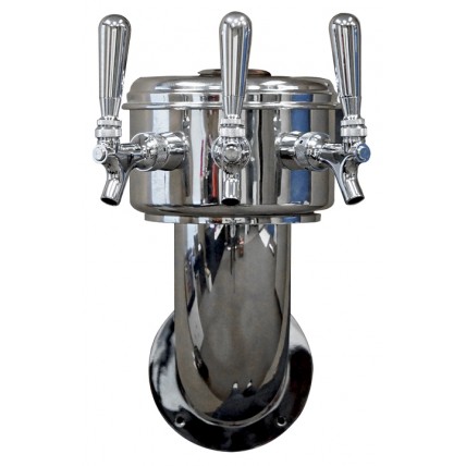 Lantern polished SS wall mount dispenser 3 faucets