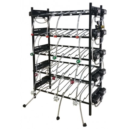 BIB inclined rack assy, 2x5, top pump mount, 5 pumps, connectors, reg set, line labels