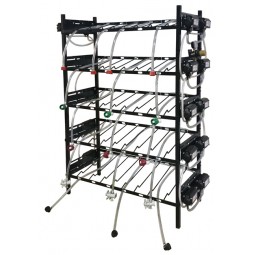 BIB vertical rack assy, 3x3, top pump mount, 9 pumps, connectors, reg set, line labels
