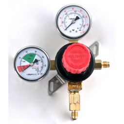 Primary soda regulator, 1P1P, 1/4" flare inlet w/3' hose (CGA320), 1/4" flare w/check outlet, 160 lb & 2000 lb gauges, wall mt