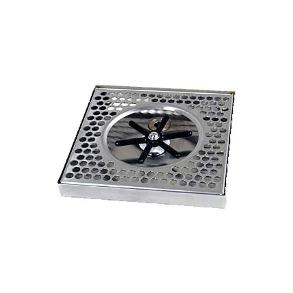 Surface mount drip tray with center rinser 8" x 7/8" x 8"