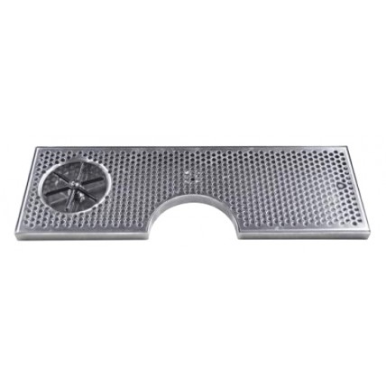 Surface mount drip tray with cutout, drain and side rinser 11" x 7/8" x 22"