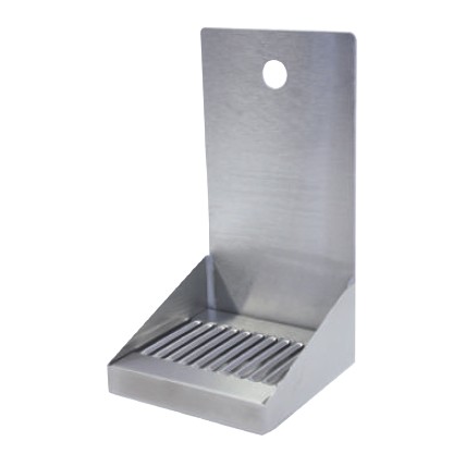 Stainless steel wall mounted drip tray with drain 1 faucet hole 6" x 6" x 11"H