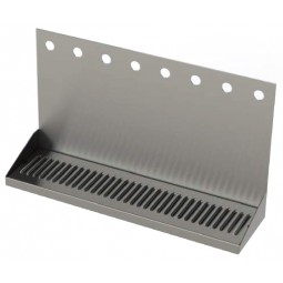Stainless steel wall mounted drip tray with drain 1 faucet hole 12"W x 6-3/8"D x 14"H