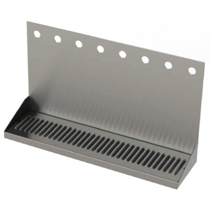 Stainless steel wall mounted drip tray with drain 3 faucet holes 12"W x 6-3/8"D x 14"H