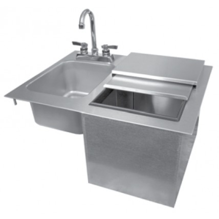 Drop-in sink with faucet and ice unit, no drainboard