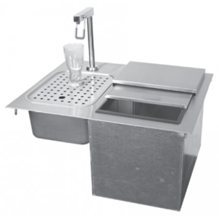 Drop-in ice and water station unit, no drainboard