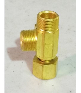 Brass tee, 3/8 female swivel x (2) 3/8 compression