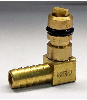 Flojet brass fitting 1/4 barb elbow CO2 w/shut-off