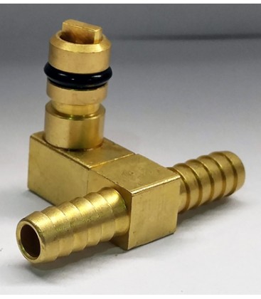 Flojet brass fitting 1/4 barb offset tee CO2 with check valve/shut-off
