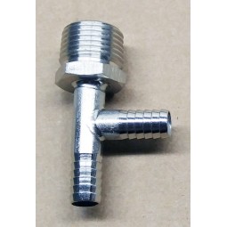 Tee, (2) 3/8 barbs X 1/2-14 MPT side outlet