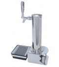 3" Cylinder tower, polished SS, 1 faucet 304SS, chrome clamp-on bracket & drip tray (handles sold separately)