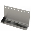 Stainless steel wall mounted drip tray with drain 2 faucet holes 8"W x 6-3/8"D x 14"H