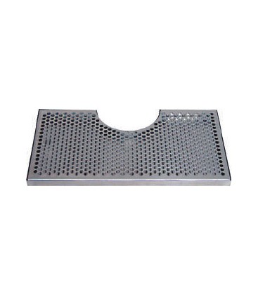 Surface mount drip tray with cutout with drain 7-1/2" x 7/8" x 15"