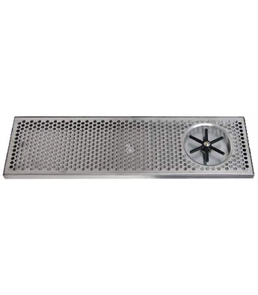 Surface mount drip tray with side rinser 7" x 7/8" x 24"