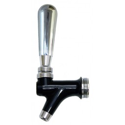Black plastic wine faucet with chrome nozzle and chrome tap handle