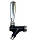 Black plastic wine faucet with chrome nozzle and chrome tap handle
