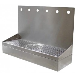 Wall mount drip tray growler filler with rinser, SS, 2 holes, 8"D x 22"H x 12"L