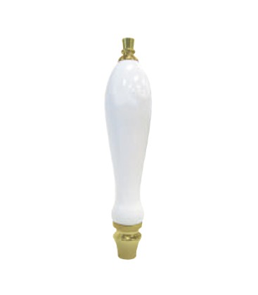 White small pub handle with gold fittings