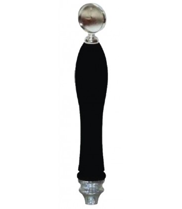 Black large pub handle with chrome round top and chrome base