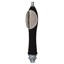 Black large pub handle with chrome oval shield and chrome fittings