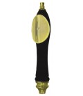 White large pub handle with gold oval shield and gold fittings