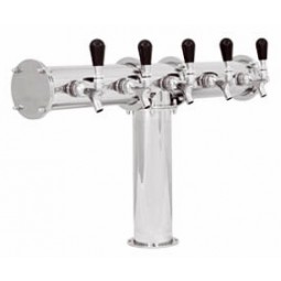 Terra industrial pipeline T tower polished stainless 5 faucets