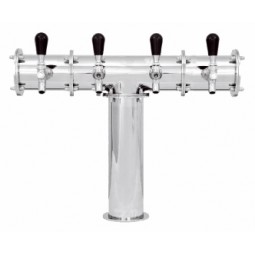 Terra industrial pipeline T tower polished stainless 3 faucets