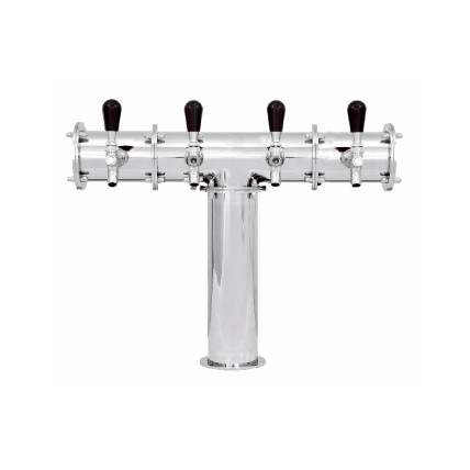 Terra industrial pipeline T tower polished stainless 3 faucets