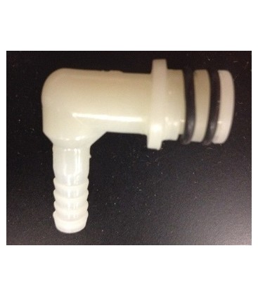 Elbow 1/4 barb LEV plastic syrup inlet