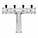 Terra industrial pipeline T tower polished stainless 4 faucets