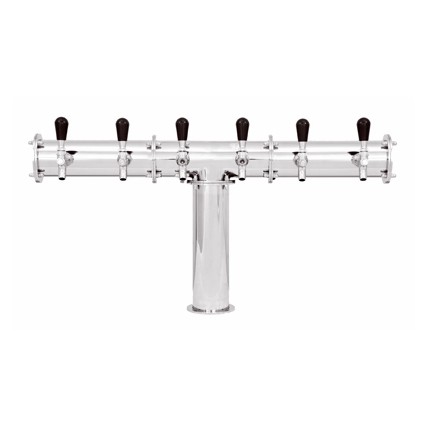 Terra industrial pipeline T tower polished stainless 8 faucets