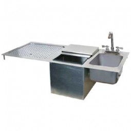 Drop-in sink with faucet, ice unit and drainboard