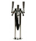 3" column beer tower triple faucet, all 304SS contact, air cooled