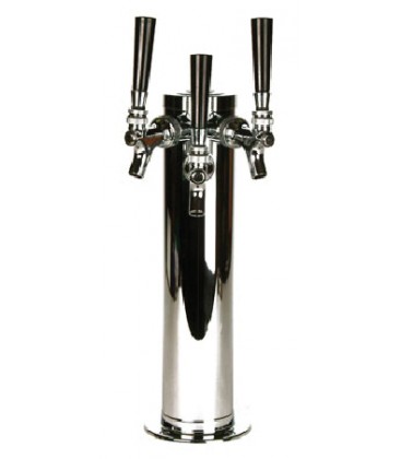 3" Column tower, 3 faucets, polished SS, vinyl tubing, air cooled