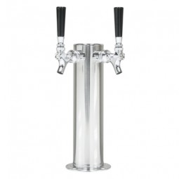 3" Column tower 2 faucets polished 304 stainless steel 16" high for growlers
