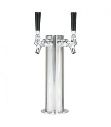 3" Column tower 2 faucets polished 304 stainless steel 16" high for growlers